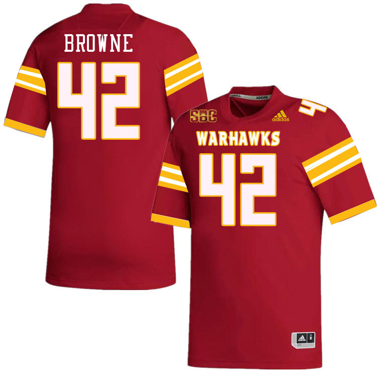 #42 Talan Browne Louisiana-Monroe Warhawks College Football Jerseys Stitched-Red